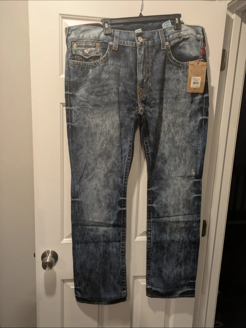 True Religion Men's Faded Blue Straight Jeans
